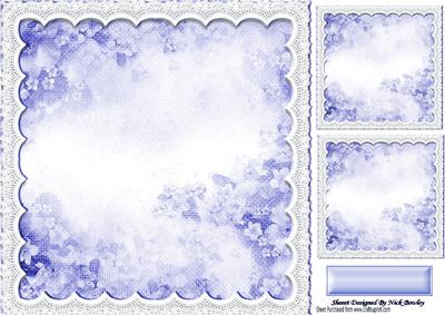 Pretty Blue Clouds with Flowers and Lace Card Fronts/toppers