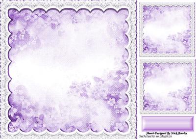 Pretty Purple Clouds with Flowers Lace Card Fronts/topperse