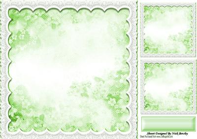 Pretty Green Cloud with Flowers and Lace Card Fronts/toppers
