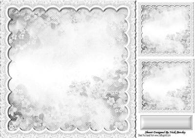 Pretty Silver Clouds with Flowers, Lace Card Fronts/toppers