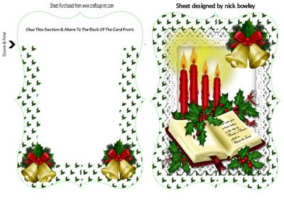 Holy Bible with Red Candles and Bells, Bracket Card/insert