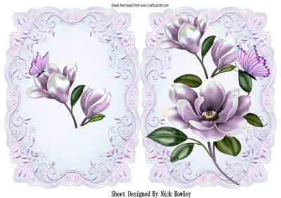 Lovely Quick Card of Lilac Magnolias with Butterflies