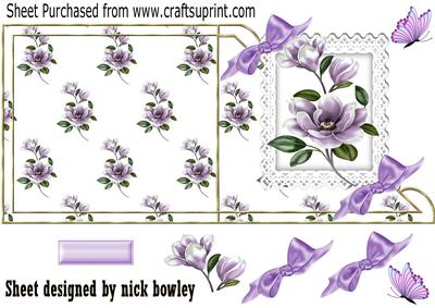Pretty Lilac Magnolias on Lace Over the Edge
