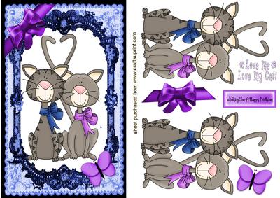 Lovely Kittens in Blue Lace Frame