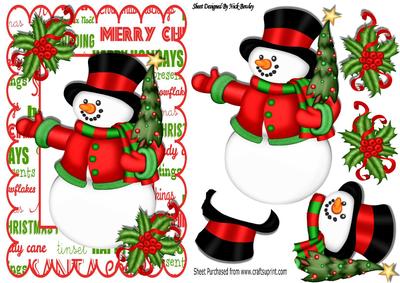 A Jolly Snowman with Christmas Tree