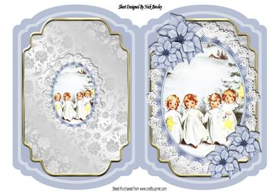 Sweet Little Angels in the Snow on Lace Bracket Card