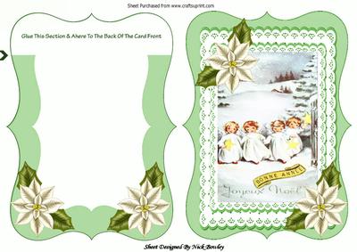 Sweet Little Angels with Poinsettias on Lace Bracket Card