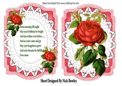 Red Rose on Lace Bracket Card and Insert Verse