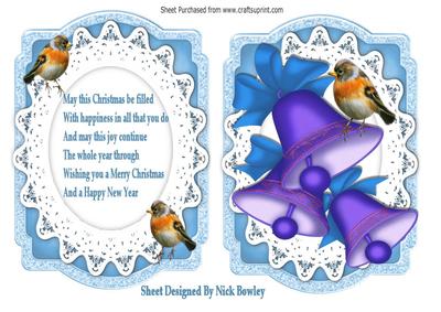 Purple Bells with Bow in Bracket Card & Verse
