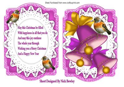 Pink Bells with Bow in Bracket Card & Verse