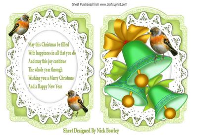 Shades of Green, Bells with Bow in Bracket Card & Verse