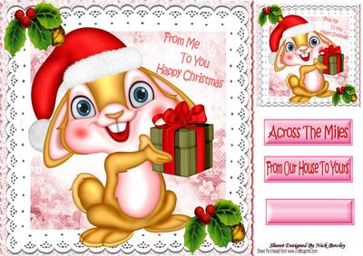 From Me to You! Christmas Bunny with Present 8x8