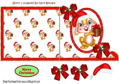 Christmas Bunny with Present Over the Edge