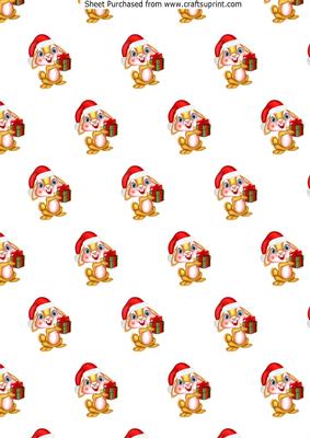 Bunny in Santa Hat with Pressie Backing Paper