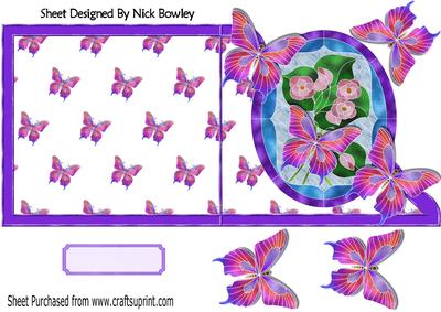 Butterflies and Stained Glass Flowers Over the Edge