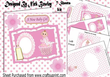 Cute Baby Girl Sitting on a Cupcake with Book 7x7 Kit