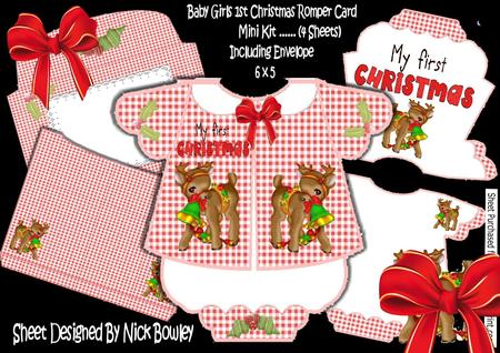 Baby Girls 1st Christmas with Reindeer Romper Suit Mini Kit