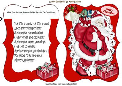 Lovely Jolly Santa Bracket Card with Verse