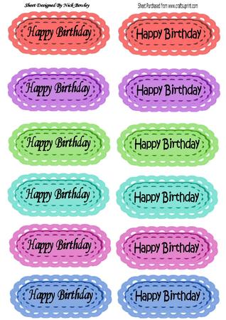 Scalloped Tags with Modern and Funky Black Birthday Script