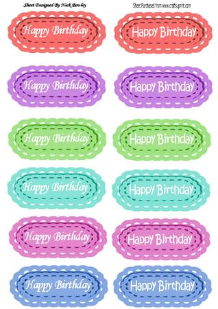 Scalloped Tags with Modern and Funky White Birthday Script