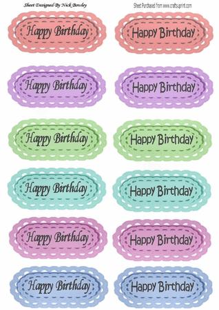 Scalloped Tags with Modern and Funky Pastel Birthday Script