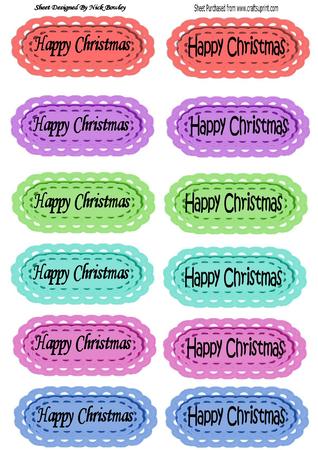 Happy Christmas Black Script (dark) Tags