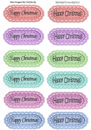 Happy Christmas Black Script (light Pastel) Tags