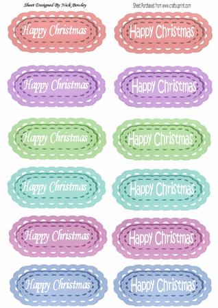 Happy Christmas White Script (light) Tags