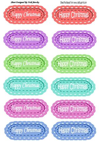 Happy Christmas White Script (dark) Tags