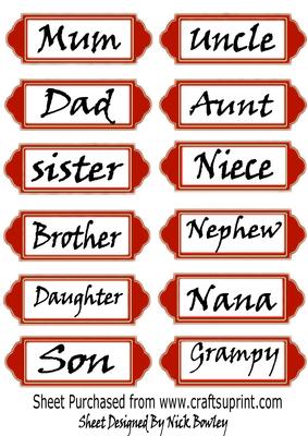 Red Family Word Tags