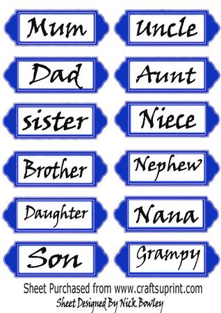 Blue Family Word Tags