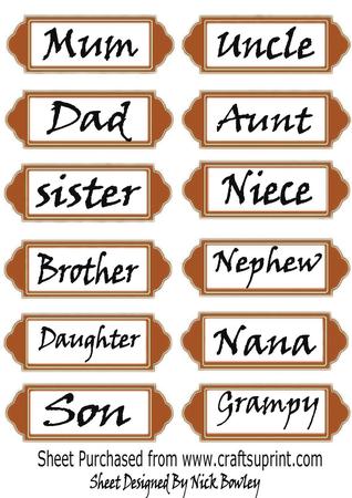Brown Family Word Tags