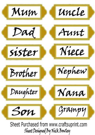 Gold Family Word Tags
