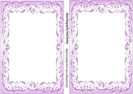 Pretty A5 Lilac Scroll Card Front and Insert
