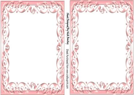 Pretty A5 Rose Pink Scroll Card Front and Insert