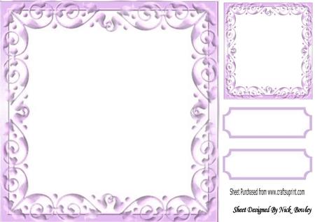 Lovely Lilac Scroll Frame, with Topper & Tags 8x8