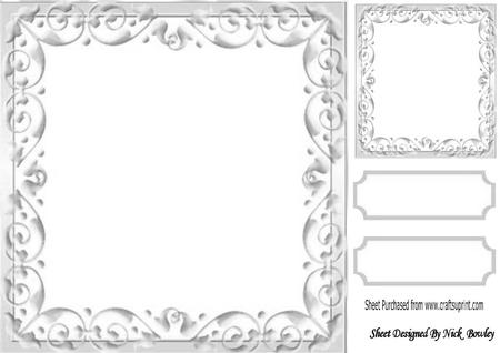 Lovely Silver Scroll Frame, with Topper & Tags 8x8