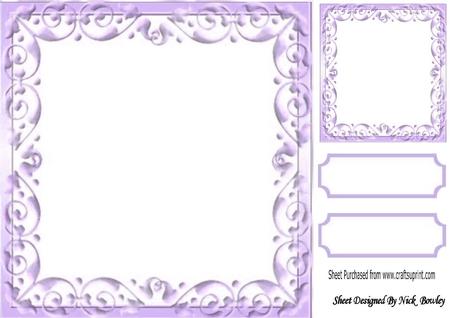Lovely Purple Scroll Frame, with Topper & Tags 8x8