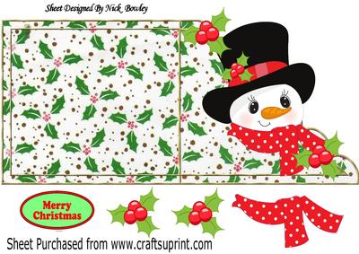 A Lovely Jolly Snowman in Top Hat & Scarf Over the Edge
