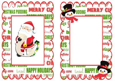 Santa with His List and Snowman in Top Hat Insert