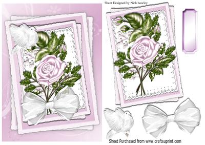 Pretty Pink Roses on Layers and Lace with Dove