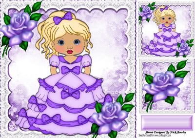 As Pretty as a Picture All Dressed in Purple with Roses 8x8