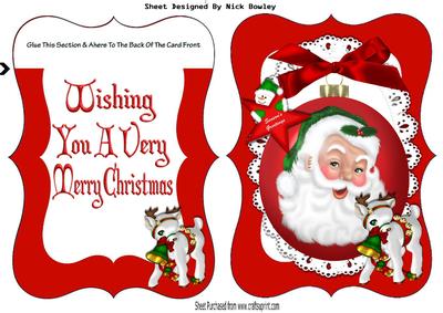Santa in Bauble with Reindeer on Lace Bracket