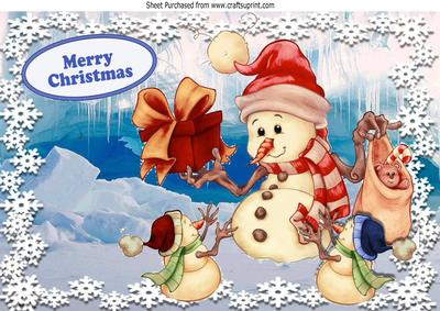 Christmas with My Boys, Lovely Snowman with Pressies A4