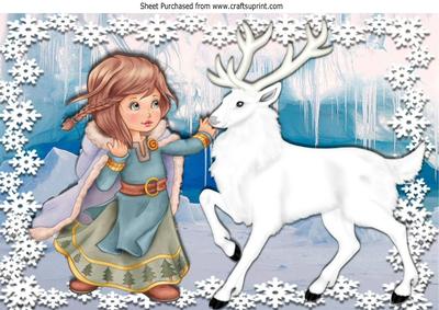 White Stag with Girl in the Snow, A4
