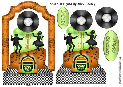 Rock N Roll Birthday Cake with Record, Orange and Green
