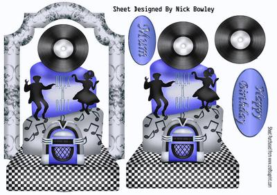 Rock N Roll Birthday Cake with Record, Silver and Blue