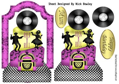 Rock N Roll Birthday Cake with Record, Pink and Gold