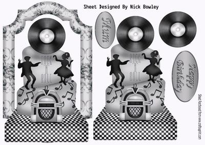 Rock N Roll Birthday Cake with Record, Silver/ Black