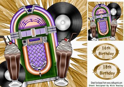 Jukebox, Records and Milkshakes Gold Memorabilia 8x8
